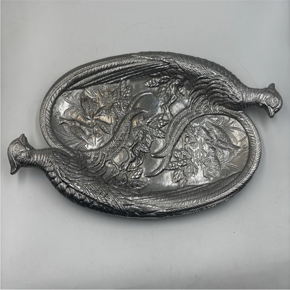 Vintage Arthur Court 1986 Pheasant & Quail Large Oval Platter - Tray 17"